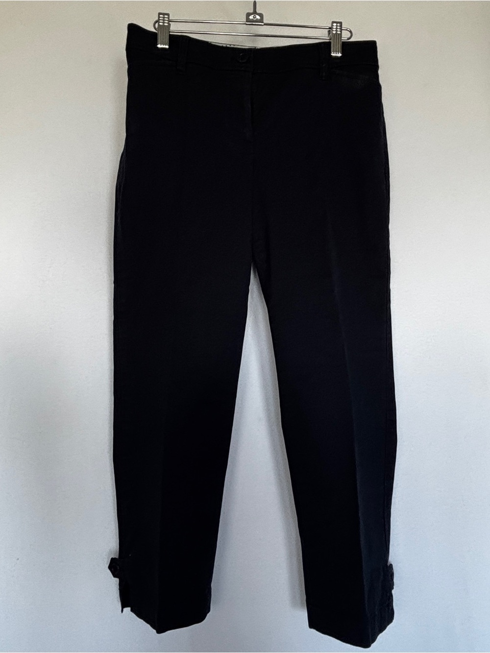 Talbot’s 4 Black Crop Pant Zip Front Pockets Button Cuff Casual Comfy Practical